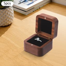 Walnut&Black Ring Boxes(Secure&Protective) - Built-In Magnets&Firm Closure(Prevents Accidental Opening), Flannelette Lining