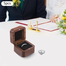 Walnut&Black Ring Boxes(Secure&Protective) - Built-In Magnets&Firm Closure(Prevents Accidental Opening), Flannelette Lining