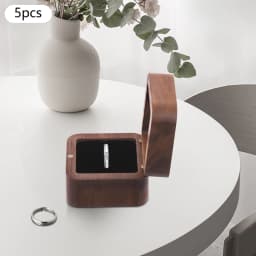 Walnut&Black Ring Boxes(Secure&Protective) - Built-In Magnets&Firm Closure(Prevents Accidental Opening), Flannelette Lining