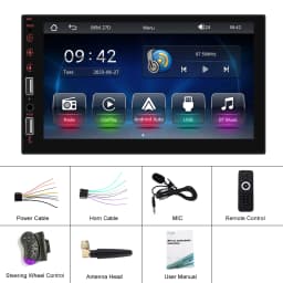 Podofo Wireless Carplay Android Auto Car MP5 Audio Stereo Mirror Link 7 Inch 1Din Multimedia Video Player BT USB FM RDS AUX