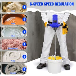 Cordless Mixer Portable Paddle Mixer 6 Speed, Electric Stirrer Drill Mix Stirring Tool with 2PC 1.5Ah Battery