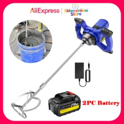 Cordless Mixer Portable Paddle Mixer 6 Speed, Electric Stirrer Drill Mix Stirring Tool with 2PC 1.5Ah Battery