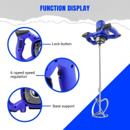 Cordless Mixer Portable Paddle Mixer 6 Speed, Electric Stirrer Drill Mix Stirring Tool with 2PC 1.5Ah Battery