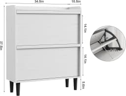 Shoe Cabinet with 2 Flip-Down Doors & Adjustable Shelf - Narrow Wooden Organizer for Entryway, Hallway Closet