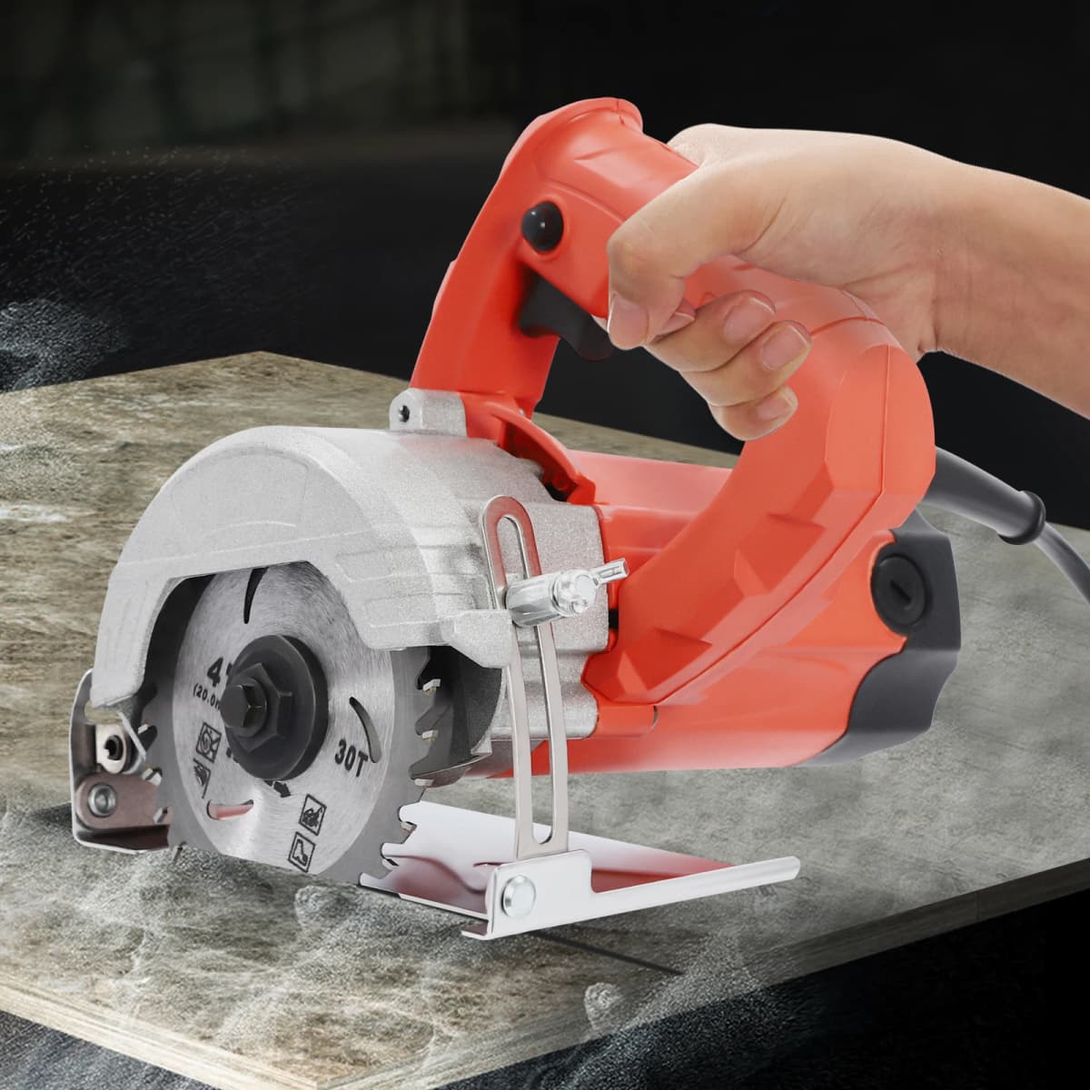 Tile Wood Cutting Machine, 110mm Blade, 1800W Power, 0-34mm Cutting Depth, 0-45° Bevel, Plastic Aluminum Shell, With Saw Blades