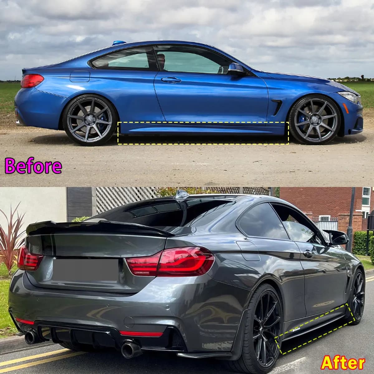 Side Skirt Extensions Bumper Lip for BMW 4 Series F32 F33 F36 430i 435i 440i 420i 428i with M Sport 2014 2015 2016 2017-2020