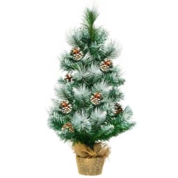 DORTALA 2 FT/ 60CM Snow Flocked Pine Artificial Christmas Tree Pine Cone Xmas Decoration
