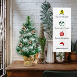 DORTALA 2 FT/ 60CM Snow Flocked Pine Artificial Christmas Tree Pine Cone Xmas Decoration