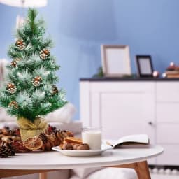 DORTALA 2 FT/ 60CM Snow Flocked Pine Artificial Christmas Tree Pine Cone Xmas Decoration
