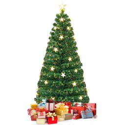 DORTALA 5FT Pre-Lit Artificial Christmas Tree Fiber Optics Xmas Tree 8 Lighting Modes