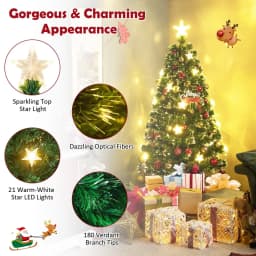 DORTALA 5FT Pre-Lit Artificial Christmas Tree Fiber Optics Xmas Tree 8 Lighting Modes
