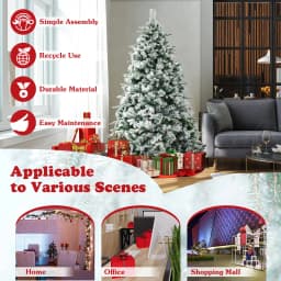 DORTALA 6 FT Artificial Xmas Tree Flocked Christmas Tree with Pine Needles
