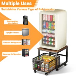 1 Set Refrigerator Stand on Wheels, Mini Refrigerator Stand with Extendable Storage Basket, Portable Refrigerator Base For Home