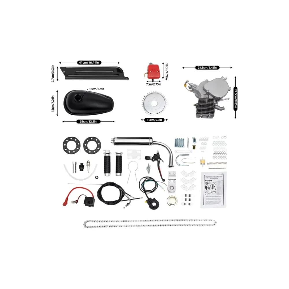 Single Cylinder Air-cooling 2-Stroke Electric Bicycle Engine Kit Bike Gasoline Auxiliar Motorized 100CC Load Capacity 200KG