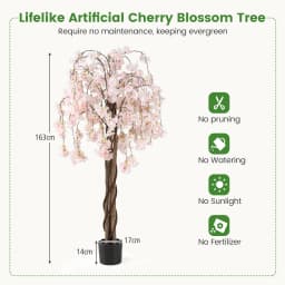 GOFLAME 163CM Tall Artificial Cherry Blossom Tree 1 Pack-White