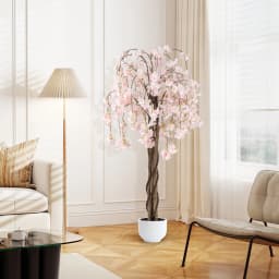 GOFLAME 163CM Tall Artificial Cherry Blossom Tree 1 Pack-White