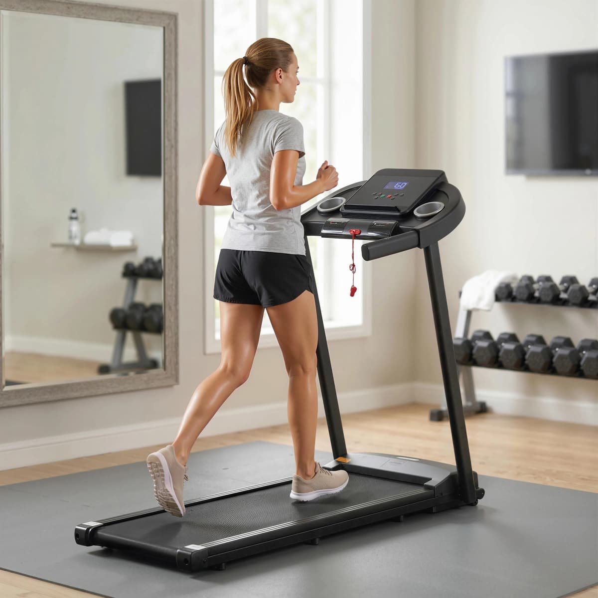 HOMCOM 1.5HP Treadmill, 12km/h Electric 1.5HP Motorised Running Machine, LED Display, for Home Gym Indoor Fitness