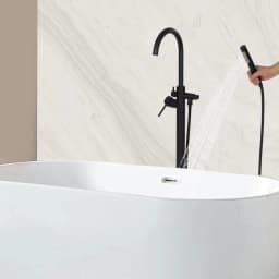 Freestanding Bathtub Faucet,Bathroom Tap Bath Shower Mixer Black Floor-Mounted Free Standing 360°Handheld Nozzle