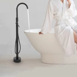 Freestanding Bathtub Faucet,Bathroom Tap Bath Shower Mixer Black Floor-Mounted Free Standing 360°Handheld Nozzle