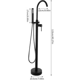 Freestanding Bathtub Faucet,Bathroom Tap Bath Shower Mixer Black Floor-Mounted Free Standing 360°Handheld Nozzle