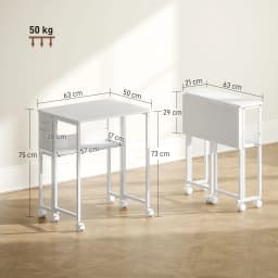 HOMCOM 63 cm Foldable Computer Desk on Wheels for Small Spaces White
