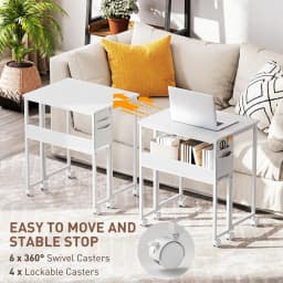 HOMCOM 63 cm Foldable Computer Desk on Wheels for Small Spaces White