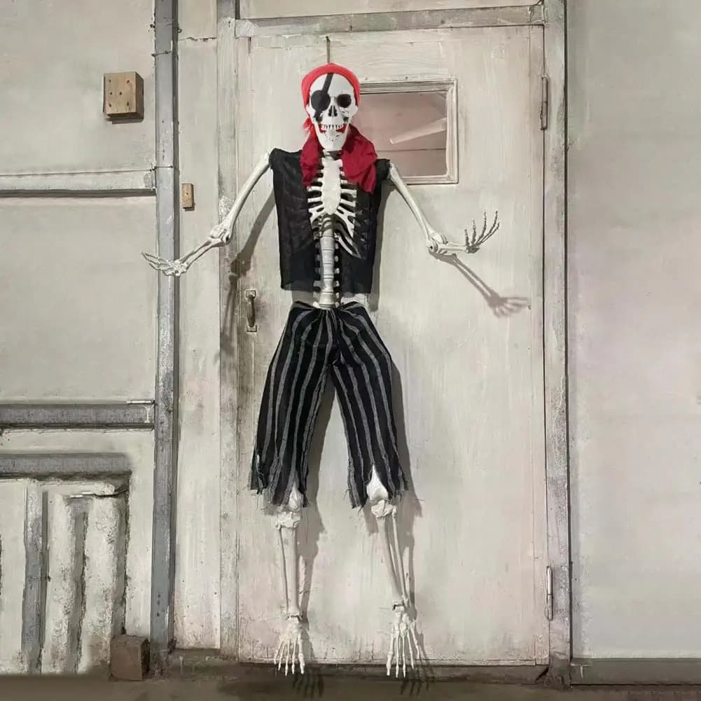 165cm Plastic Skeleton Life Size Imitation Full Body Realistic Bones With Posable Joints Pirate Styling Halloween Pose Decor