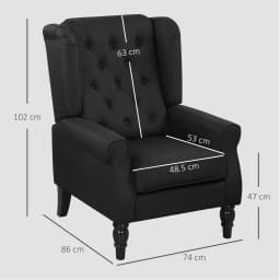 HOMCOM Accent Chair Wingback Armchair Retro Tufted Club Wood Fabric, Black