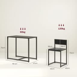 HOMCOM 3 Piece Dining Table Set with Metal Frame, Black