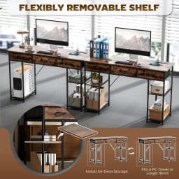 HOMCOM Computer Writing Desk with Power Outlets, Drawers, Shelves