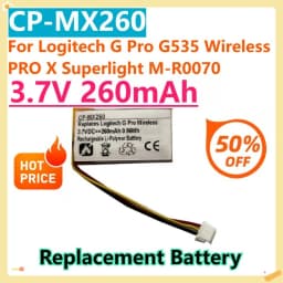 For Logitech G Pro G535 Wireless PRO X Superlight M-R0070 3.7V 260mAh 533-000151 Replacement Battery