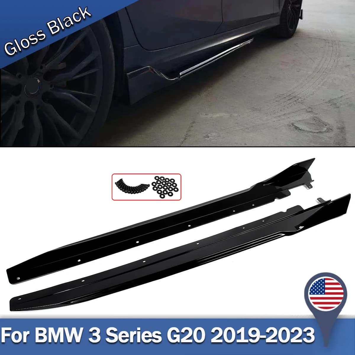 Magickit Side Skirts Extension Side Bumper Lip for BMW 3 Series G20 G21 G28 M Sport 330e 320i M340i 2019 2020 2021 2022 2023