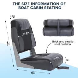 2 Pack Boat Seats Low Back,Boat Seats Stainless Steel Screws Included,Fold-Down Fishing Boat Chair with Thickened Sponge Padding