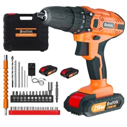 200N.m Cordless Drill Driver 21V, Electric Drill Kit with 1500mAh LI-ion Battery, Cordless Screwdriver 25+1 Torque, 2 Speed