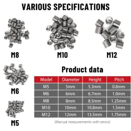 DayPlus 131pcs Thread Repair Kit M5 M6 M8 M10 M12 Screw Thread Inserts For Restoring Damaged Threads Repair Tool Drill Bit + Box