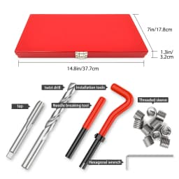 DayPlus 131pcs Thread Repair Kit M5 M6 M8 M10 M12 Screw Thread Inserts For Restoring Damaged Threads Repair Tool Drill Bit + Box
