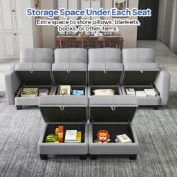 Fabric Modular Sofas with Upholstered Cushion and Removable Back Cushion Covers, Modern Sectional Sofa for Living Room