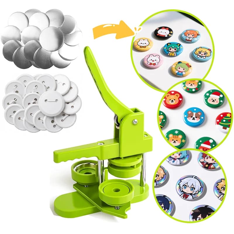 Button Maker Machine 58mm Installation-Free DIY Pin Badge Button Maker Badge Punch Press With 100pcs Button Parts Circle Cutter