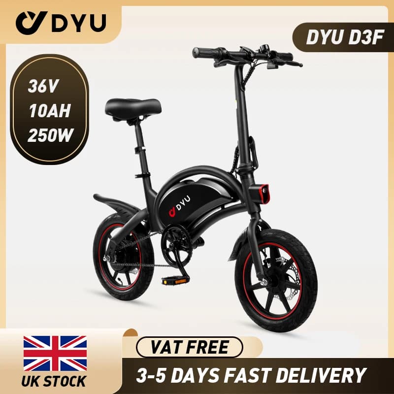 DYU D3F Folding Electric Bike 250W Motor City Ebike 36V10AH Battery Electric Bike 14 Inch City E-Bike