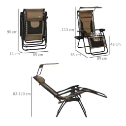 Outsunny Zero Gravity Lounger Chair, Folding Reclining Chair, Brown