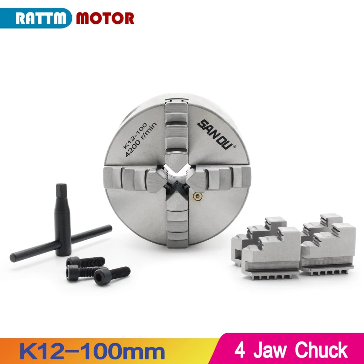 [BR Stock] 3 Jaw K11-100mm/4 Jaw K12-100mm Manual Chuck Self-Centering Chuck For CNC Milling Drilling Machine Tool Lathe Chuck