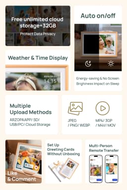 ARZOPA 14 Inch Digital Photo Frame Unlimited Free Cloud Storage WiFi IPS HD Touch Screen Remote Share Photo Videos Auto Rotation