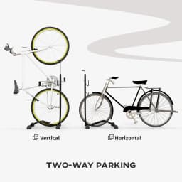 SPORTNOW Bike Rack, Vertical & Horizontal Bike Stand Bicycle Storage Stand with Adjustable Hooks, Black