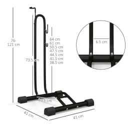 SPORTNOW Bike Rack, Vertical & Horizontal Bike Stand Bicycle Storage Stand with Adjustable Hooks, Black