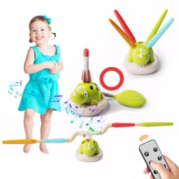 3 In 1 Children Dinosaur Sports Set with Sound Musical Jump Game 4 Modes Toss Ring Game for Family Gathering Travel Camping