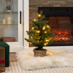 GOFLAME 1.5FT Mini Pre-lit Christmas Tree Tabletop Small Artificial Xmas Tree Led Light