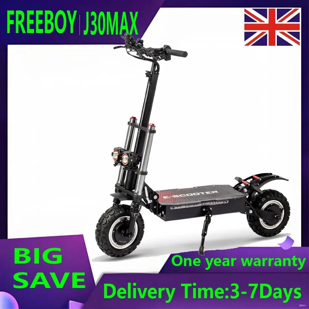 FREEBOY J30max Adult Foldable Escooter 6000W Electric Scooter 60V 38AH 11 INCH OFF-ROAD TIRE E-Mountain Scooter