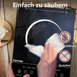 Karinear Glass Ceramic Hob 1 Plate Portable, 650 °C Max, Ceramic Hob 1 Freestanding, 2000 W, Hob 1 Hob with Plug, Timer