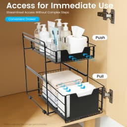 2-Tier Pull-Out Cabinet Organizer, Under Sink Storage Rack , Adjustable Slide-Out Drawer for Kitchen & Bathroom
