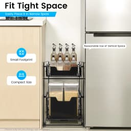 2-Tier Pull-Out Cabinet Organizer, Under Sink Storage Rack , Adjustable Slide-Out Drawer for Kitchen & Bathroom
